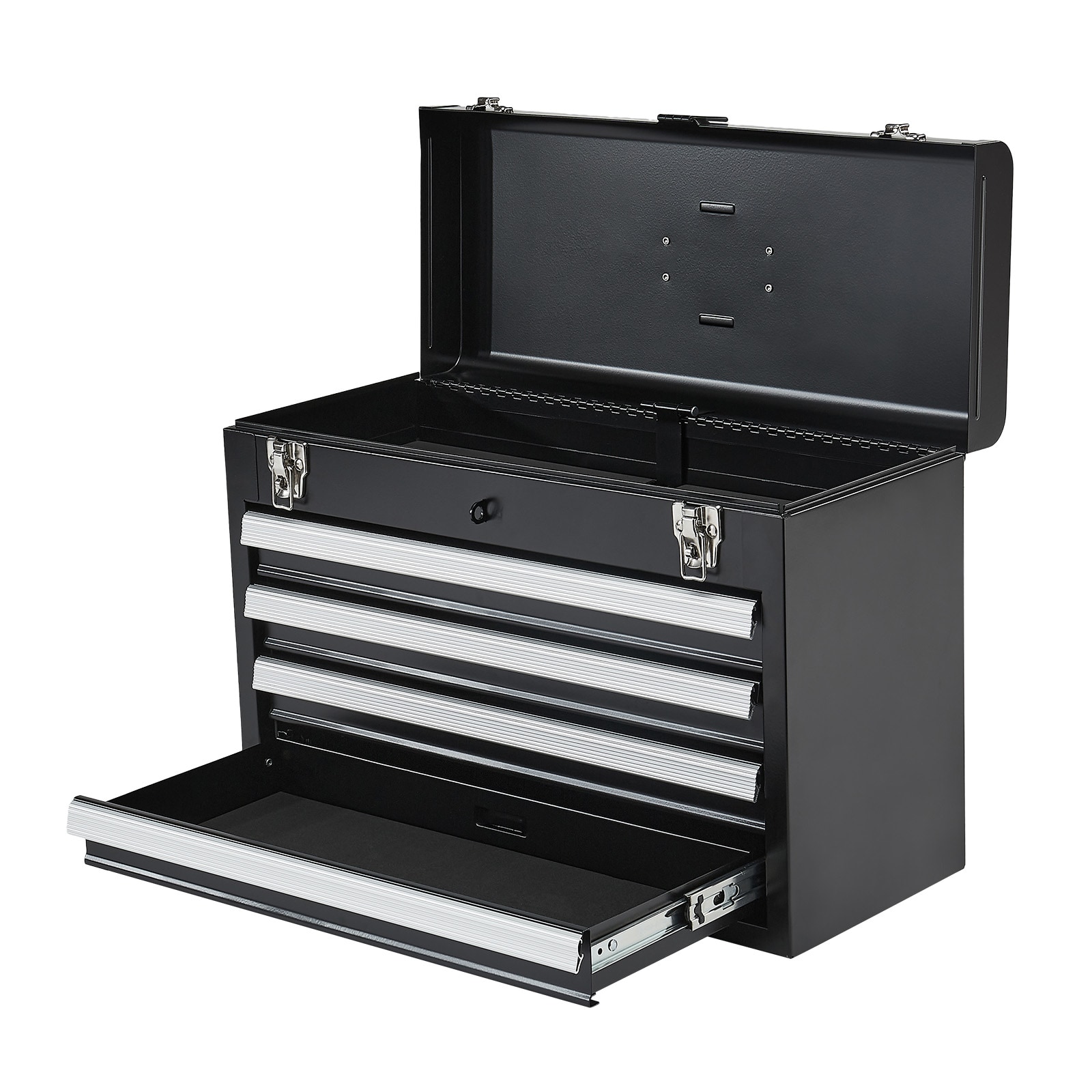 Tool Box 20.5-inch Portable Metal Tool Box With 4 Drawers Tool Organizer Black_voghion.com